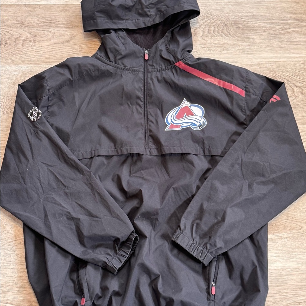 SOLD Fanatics Authentic Pro NHL Colorado Avalanche Black Quarter-Zip Windbreaker